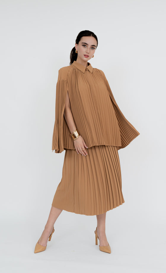 Bangsar Top and Skirt in Tawny Brown