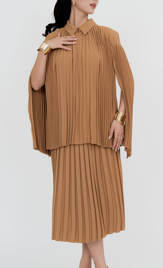 Bangsar Top and Skirt in Tawny Brown