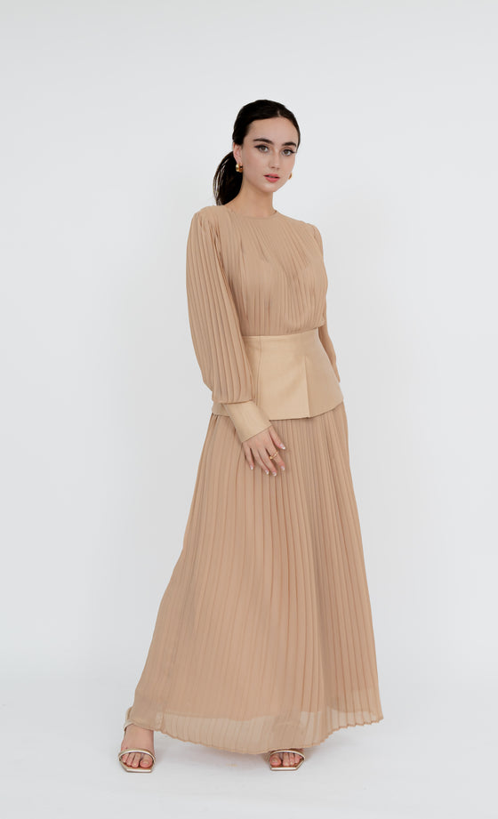 Mont Kiara Top and Skirt in Hazelnut