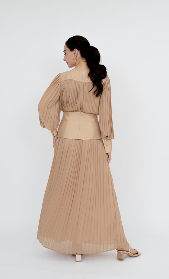 Mont Kiara Top and Skirt in Hazelnut