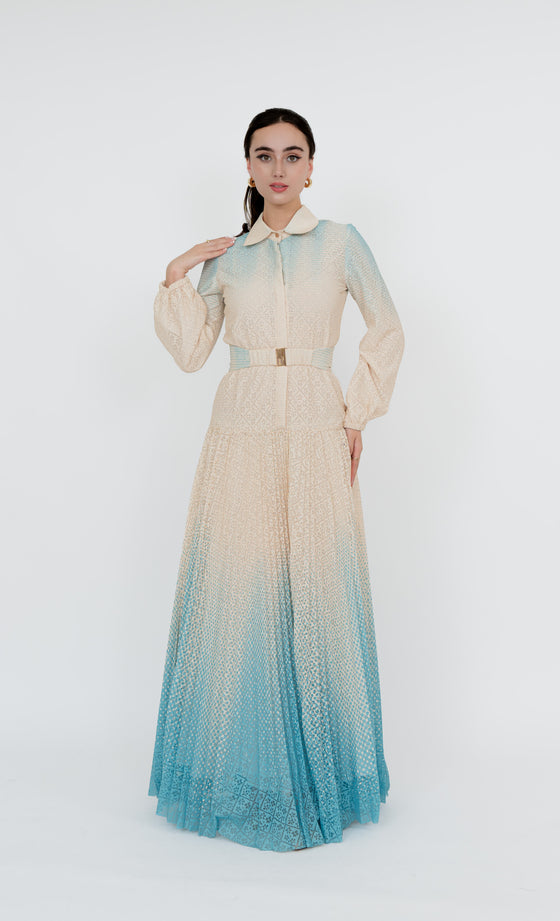 Perdana Botanical Dress in Aqua Cream