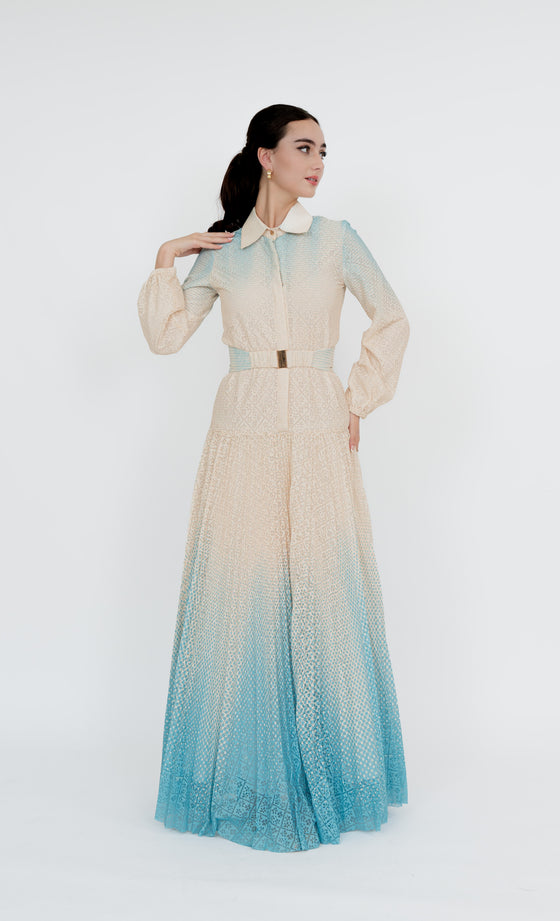 Perdana Botanical Dress in Aqua Cream