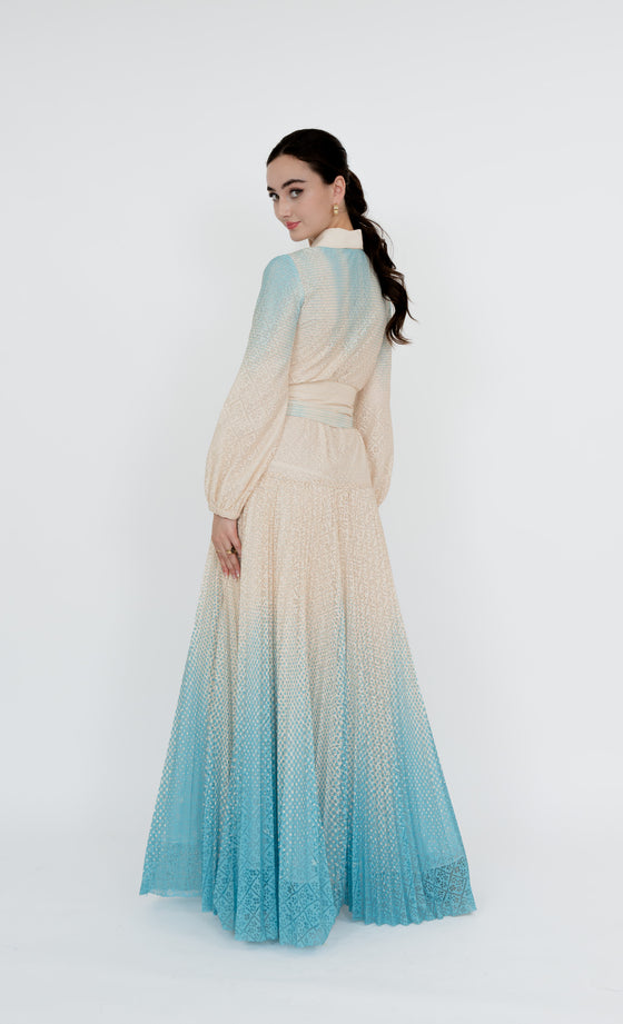 Perdana Botanical Dress in Aqua Cream