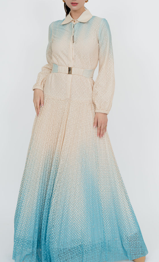 Perdana Botanical Dress in Aqua Cream