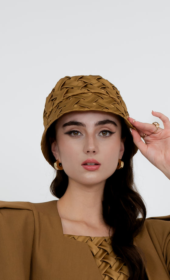 Imbi Weaved Bucket Hat in Golden Brown