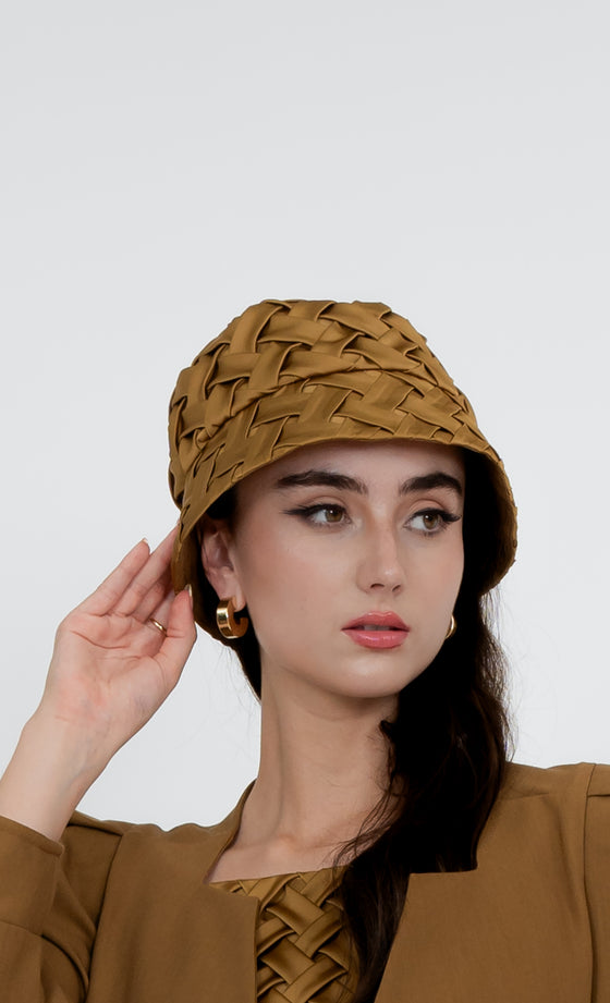 Imbi Weaved Bucket Hat in Golden Brown