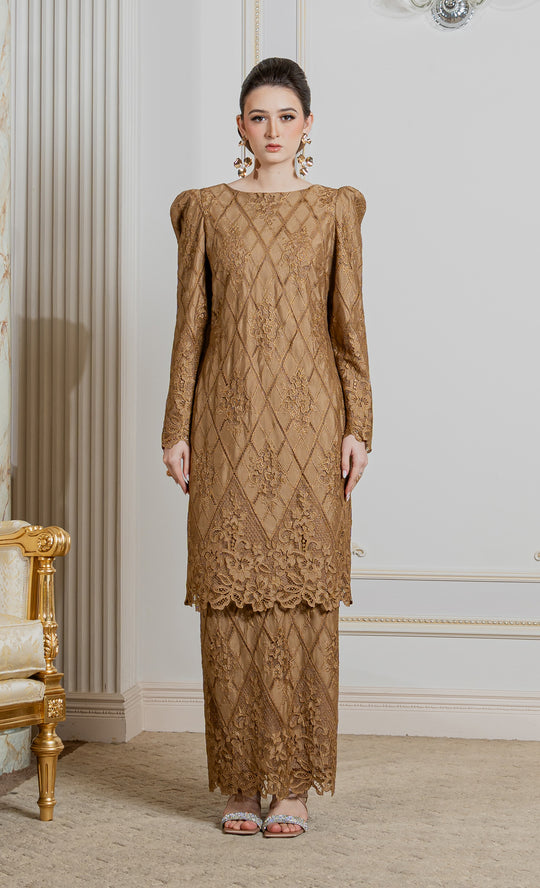 Finesse Kurung in Golden Brown