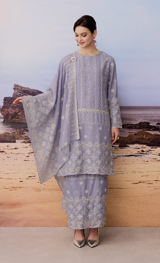 Grow Kurung in Ash Blue