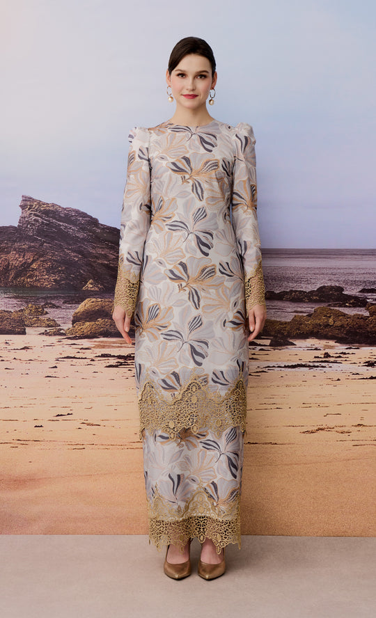 Composed Kurung in Grey