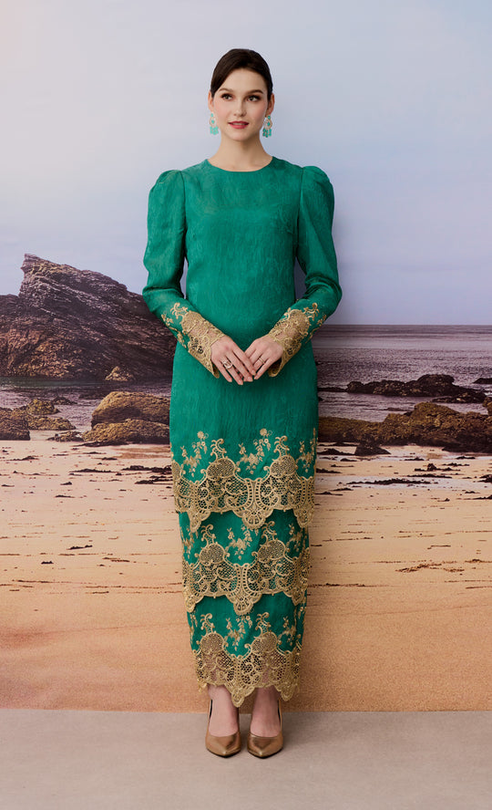 Coastal Kurung in Emerald Green