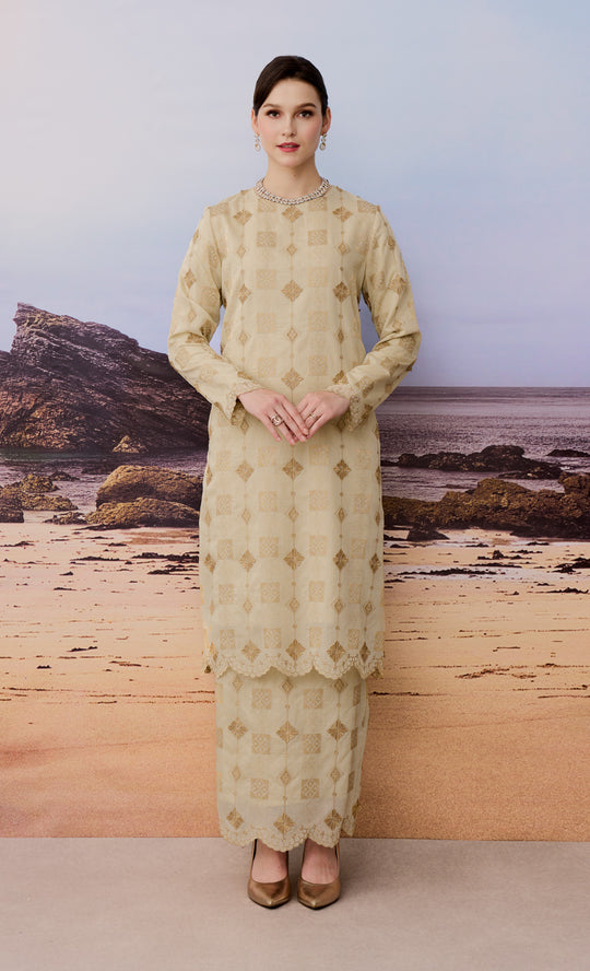Grounded Kurung in Pastel Yellow
