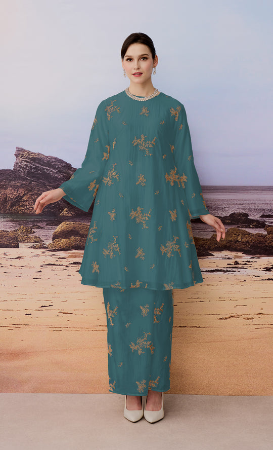 State Kurung in Deep Teal