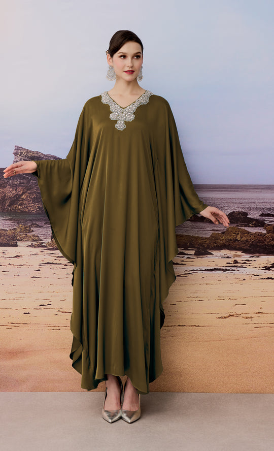 Breathe Caftan in Olive Green