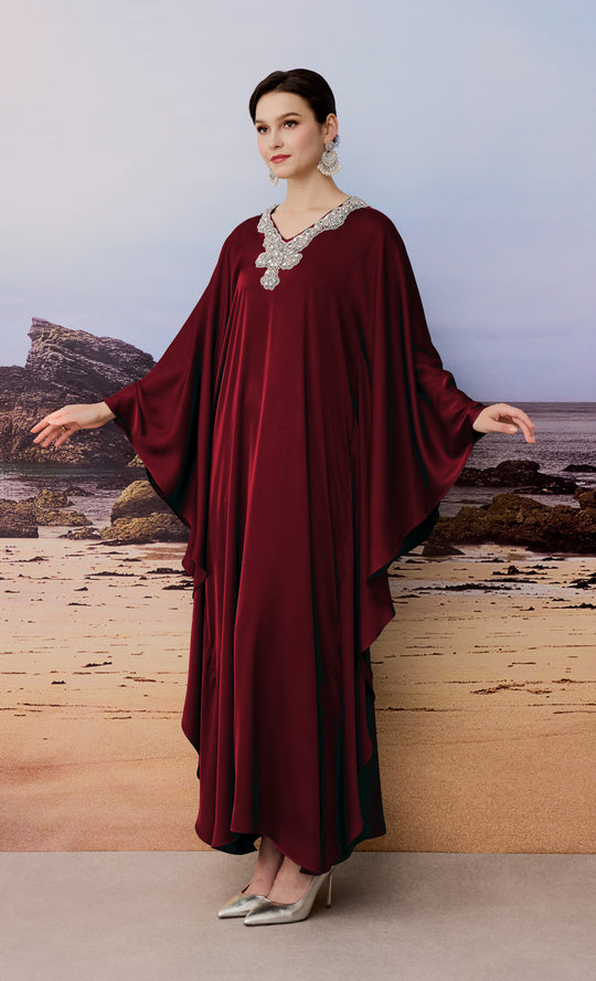 Breathe Caftan in Mauve Wine
