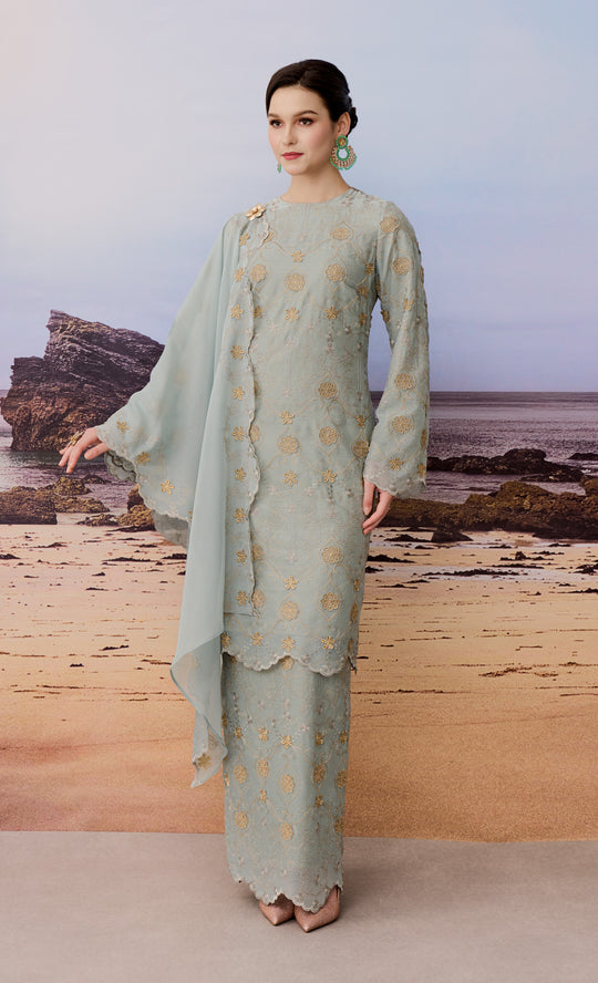 Aura Kurung in Sage Green