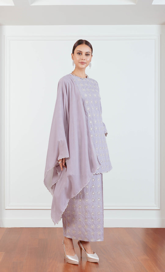 Larney Embroidery Shawl in Purple