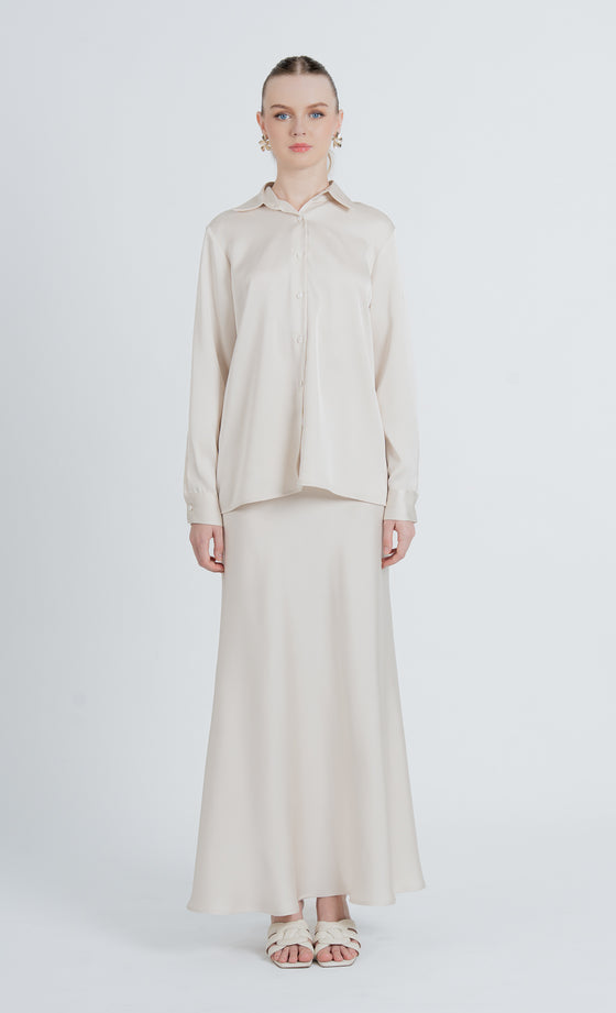 Elnara Skirt in Pristine Cream