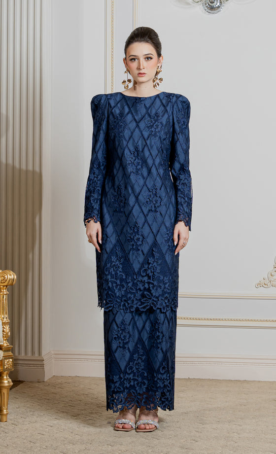 Finesse Kurung in Midnight Blue