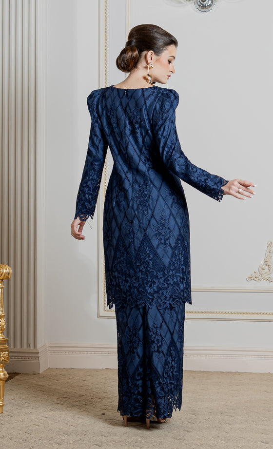 Finesse Kurung in Midnight Blue