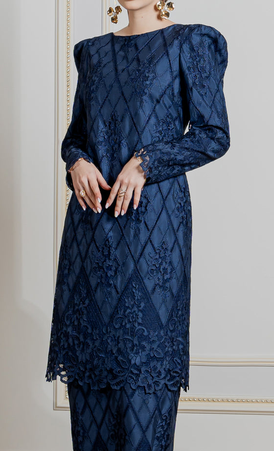 Finesse Kurung in Midnight Blue