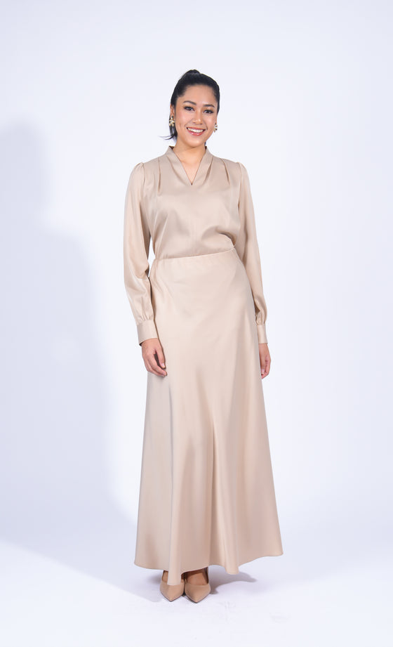 Miss Plush Flared Skirt in Light Taupe