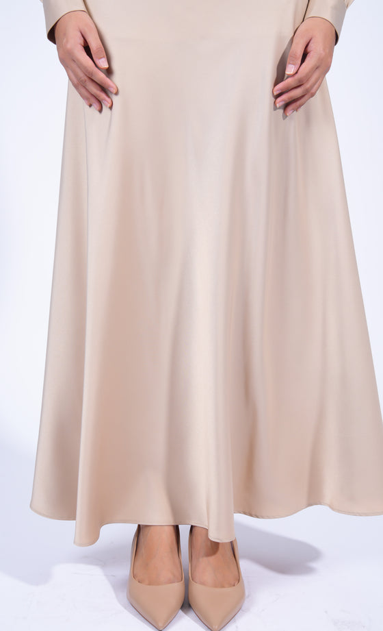 Miss Plush Flared Skirt in Light Taupe