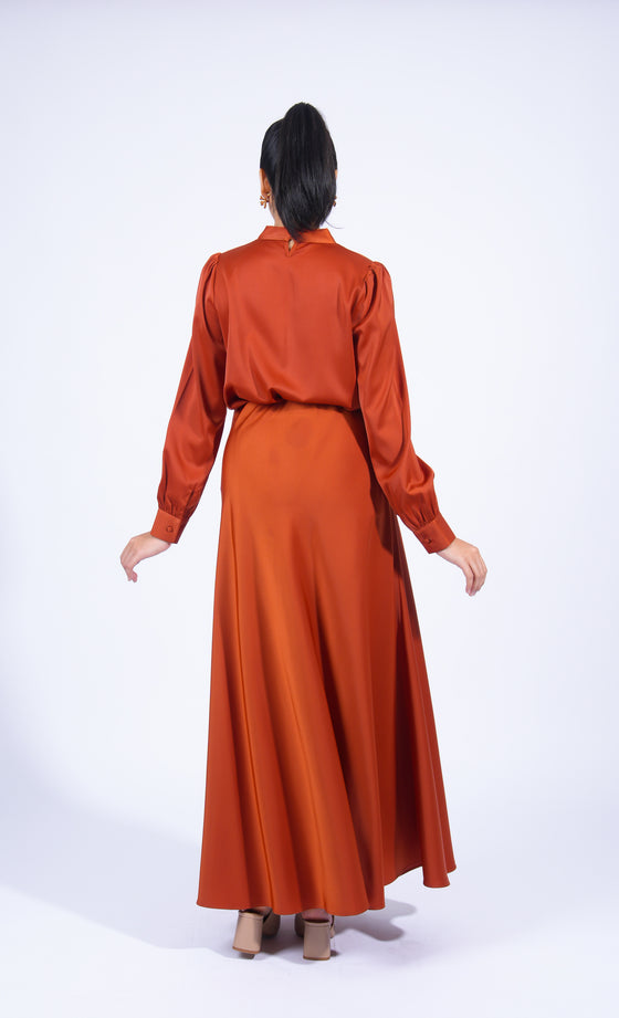 Miss Plush Flared Skirt in Rust Orange