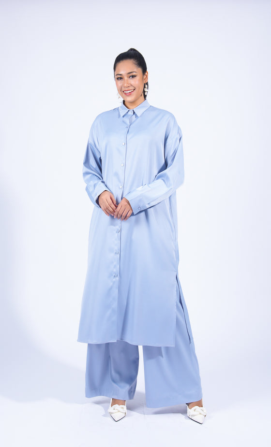 Miss Plush Oversized Shirt in Cerulean Blue