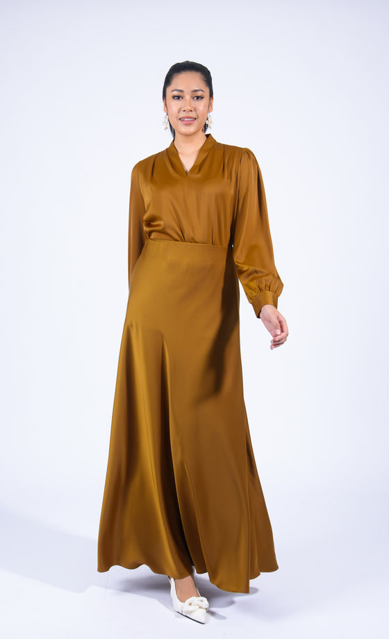 Miss Plush Flared Skirt in Golden Brown