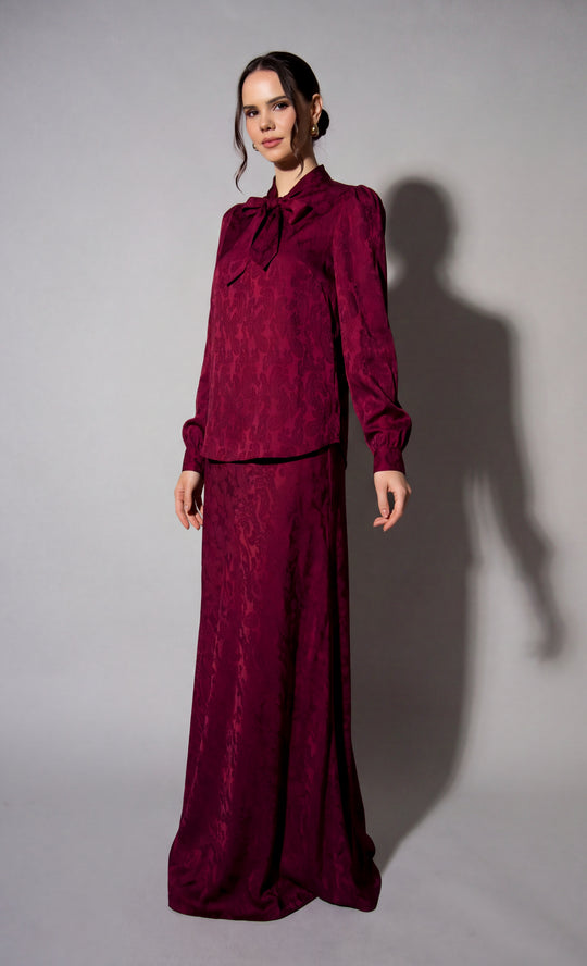 Divina Bow Top in Merlot Red