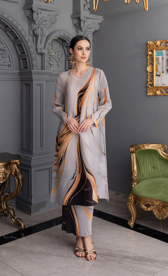 Miss Classy Kurung in Marble Grey