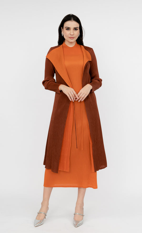 Miss Iconic Dual Cardigan in Sienna Brown and Burnt Orange