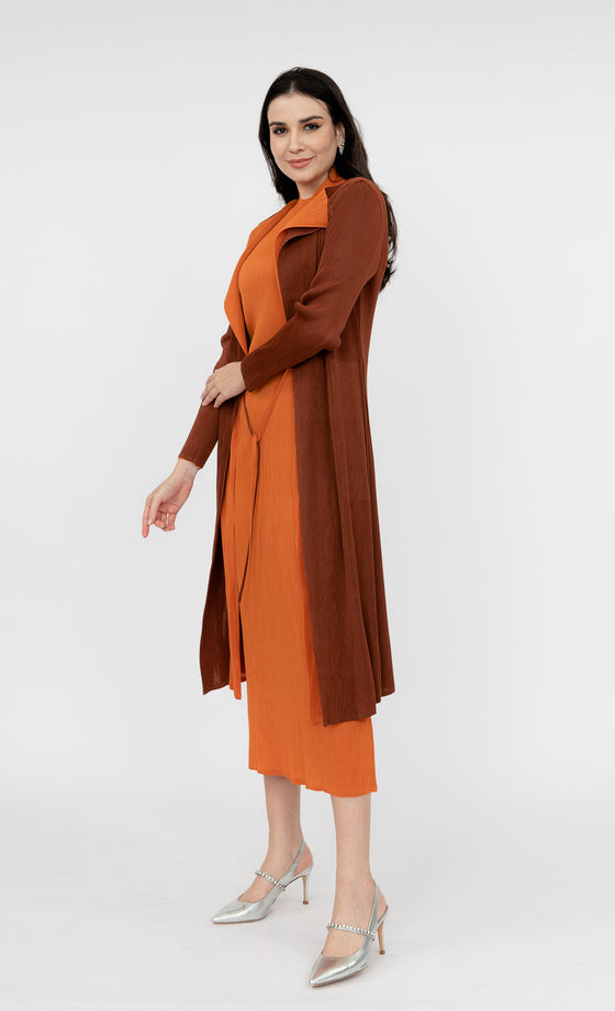 Miss Iconic Dual Cardigan in Sienna Brown and Burnt Orange
