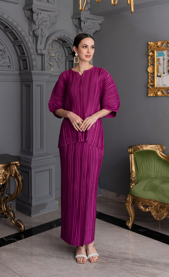 Miss Aurea Kurung Kedah in Viola Purple