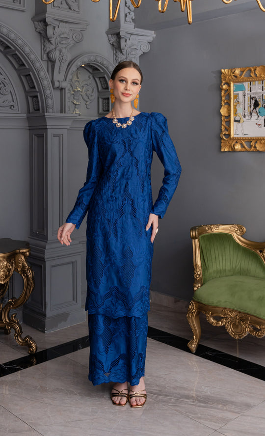 Poise Kurung in Royal Blue