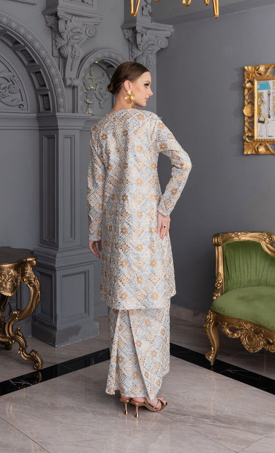 Allure Embroidery Kurung in Powder Blue