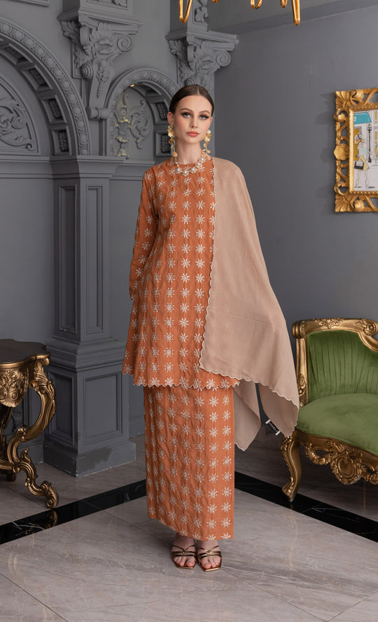 Reborn Kurung Riau in Amber Brown
