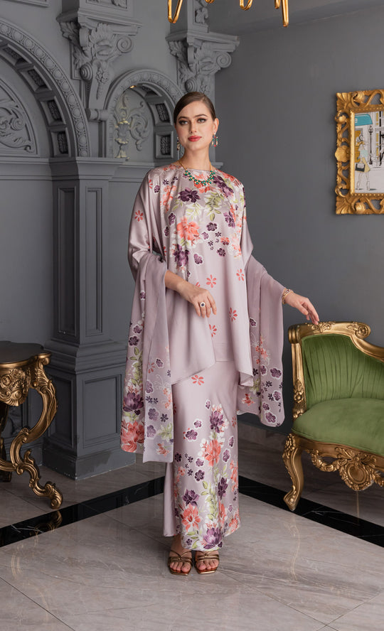 Fleur Kurung in Purple Coral