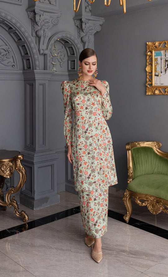 Blossom Kurung in Pistachio Green