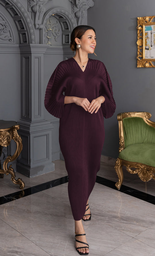Miss Liberty Puff Dress in Plum