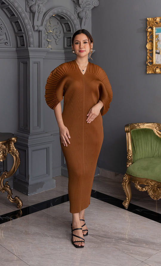 Miss Liberty Puff Dress in Golden Brown