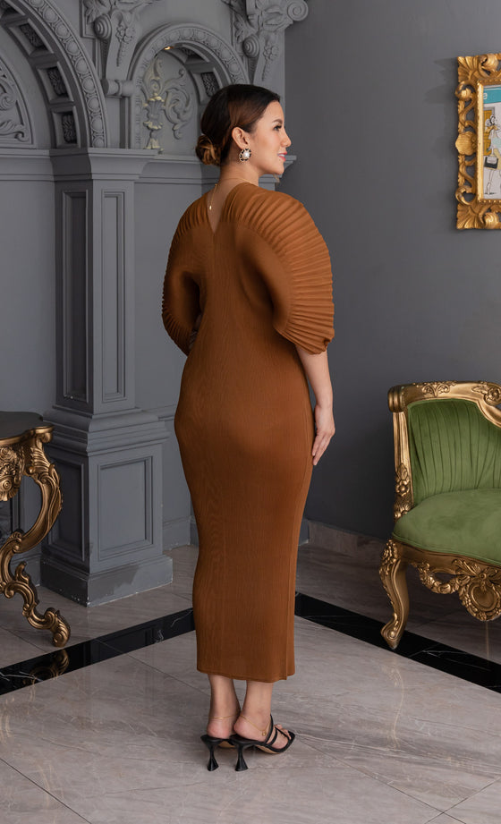 Miss Liberty Puff Dress in Golden Brown