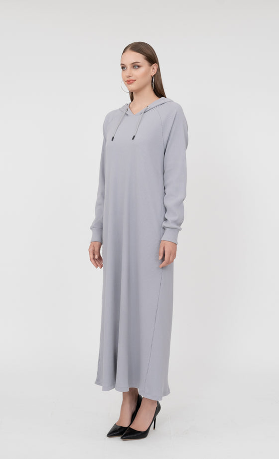 Ivana Hooded Dress in Grey