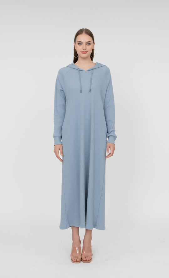 Ivana Hooded Dress in Winter Sky
