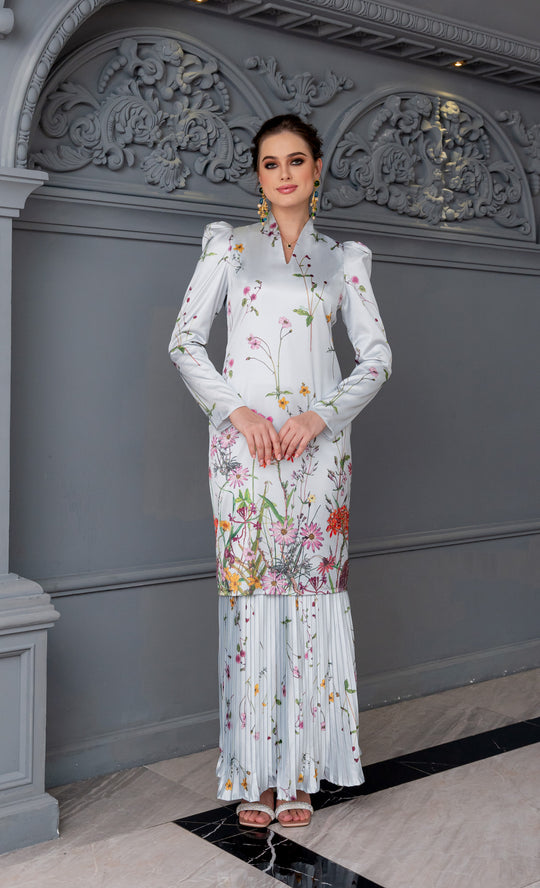 Glorious Kurung in Misty Blue