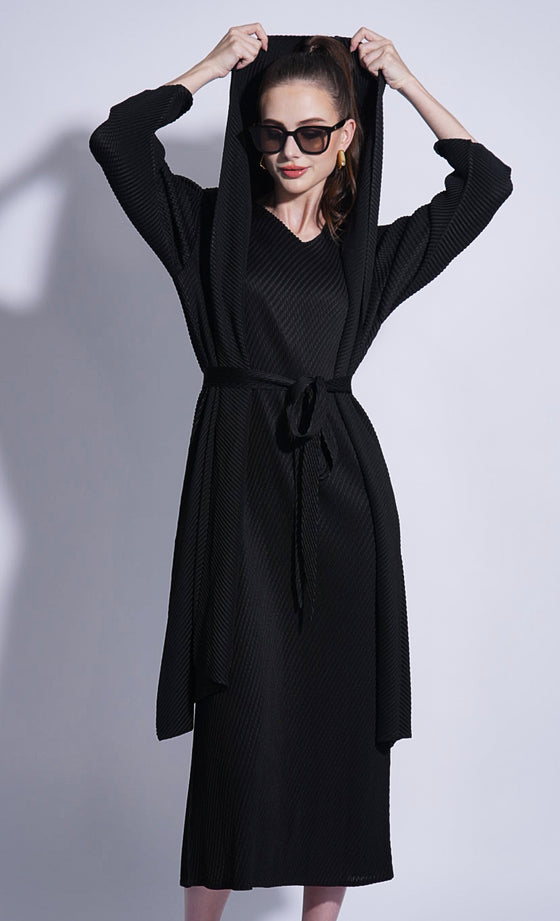 Miss Elevate Hooded Cardigan in Jet Black