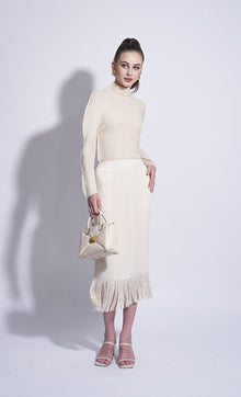  Miss Swell Fringe Skirt in Creme Brulee