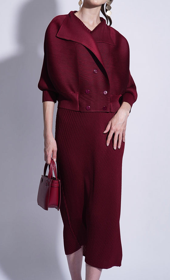 Miss Valiant Crop Jacket in Merlot Red