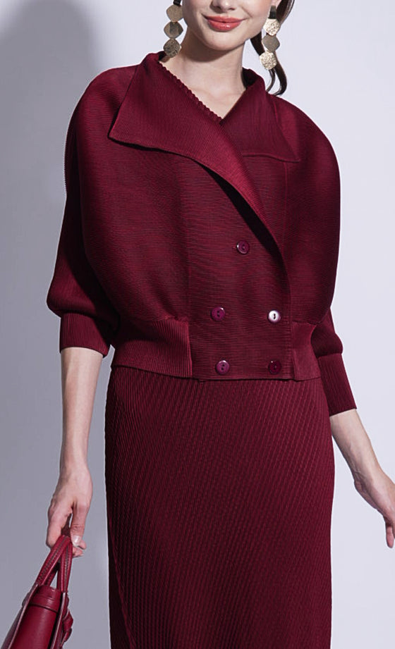 Miss Valiant Crop Jacket in Merlot Red