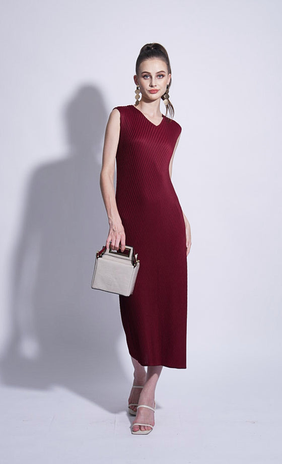 Miss Elevate Dress in Merlot Red